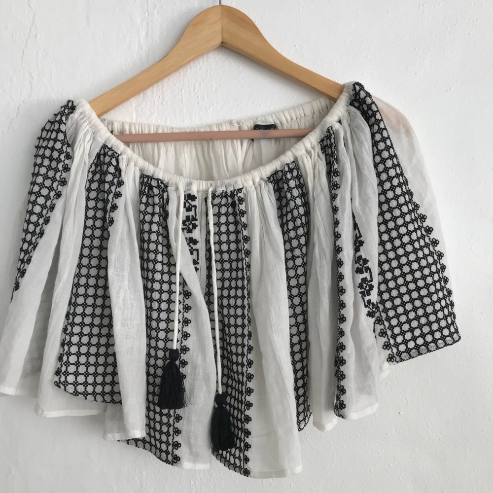 TopShop off-the-shoulder blouse with detailing